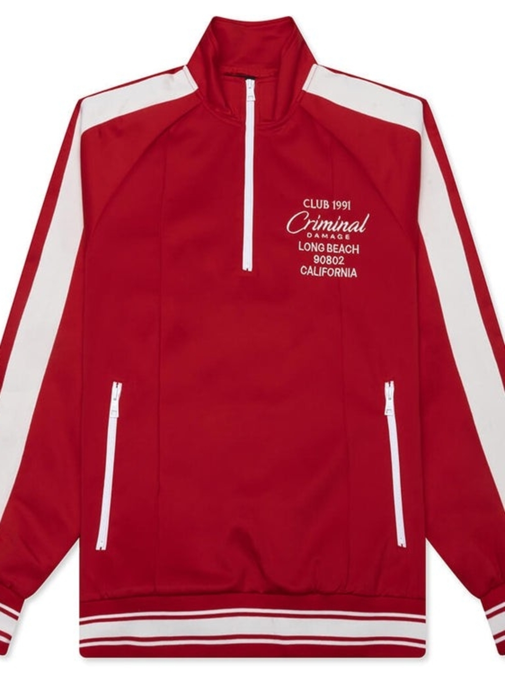 Criminal Damage Men's Red Half-Zip Track Sweater